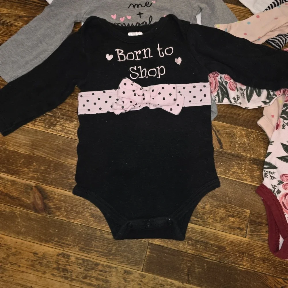 Baby Girl 6-9 Mo Bodysuit 8 pc Long-sleeved Lot Pajamas Tops One Piece Bundle